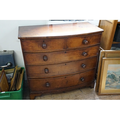 469 - A Victorian Mahogany Bow Fronted Chest of Two Short & Three Long Drawers. Measuring: 100cms across x... 