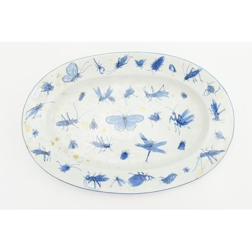 394 - A Japanese Hiraldo Plate decorated with Stag Beatles, Locusts, etc. (AF). Measuring: 38cms.