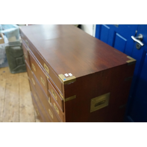 470 - A Reproduction Mahogany Military Style Chest fitted with various Drawers. Measuring: 97cms across x ... 