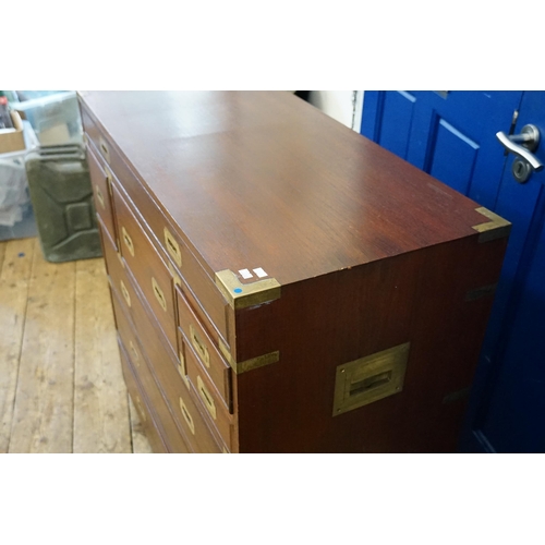 470 - A Reproduction Mahogany Military Style Chest fitted with various Drawers. Measuring: 97cms across x ... 