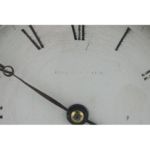 205 - An Early Victorian Walnut Bracket Clock with a dome top, shaped sides, Brass movement & a painted fa... 