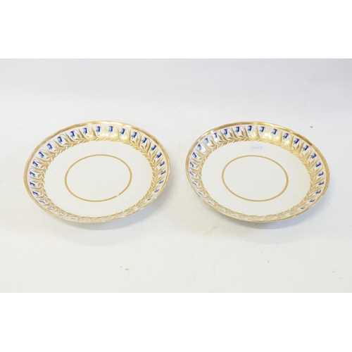 313 - A Pair of Derby Floral & Gilt decorated Bluebell Plates. Measuring: 20cms across.