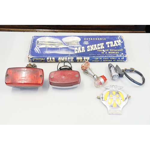 434 - A Collection of  Four Original 1950s/1960s Car Lights, a Boxed Car Snack Tray & an 