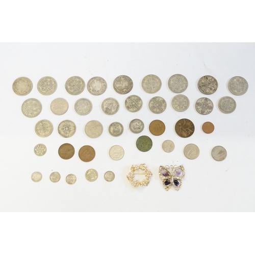 222 - A Collection of U.K. Coins to include Half Crowns, Two Shillings, One Shillings, 6d & 3d Silver alon... 