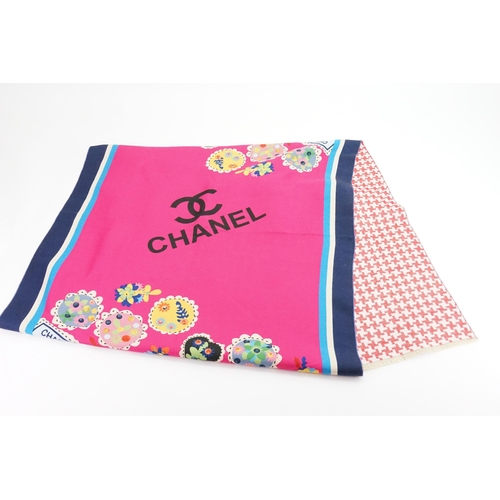 531 - A Chanel design shawl, with pink and blue design.