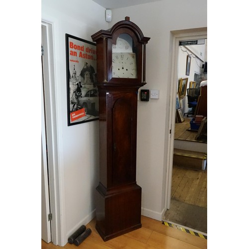 202 - An Antique mahogany & Banded Long Case Clock with a Fitted Painted Dial, Black Numerals, Silent Stri... 