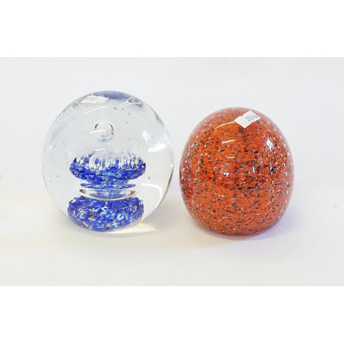 582 - Two Mottled Glass Paperweights.