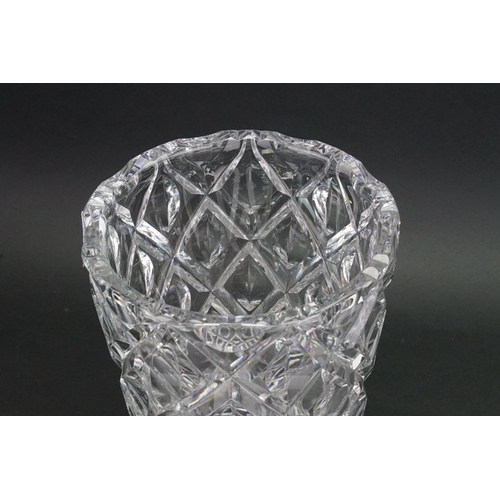 792 - A large cut crystal vase, with diamond design. Height 31cm.