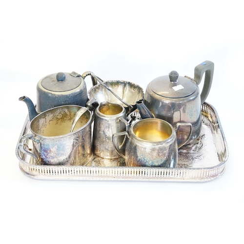 125 - A Silver Plated Hotel Plate, Sugar Bowl, Silver Plated Tray, etc.