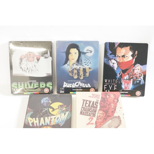 573 - A collection of six sealed (one not sealed) Arrow video steel back DVDs to include Texas chainsaw ma... 