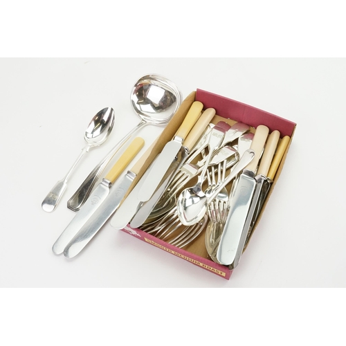 120 - A collection of plated cutlery, to include spoons and forks.