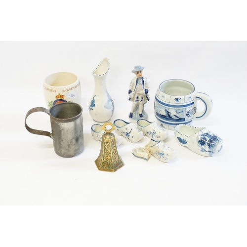 835 - A quantity of Delft ware, Coronation Mug & other smalls.