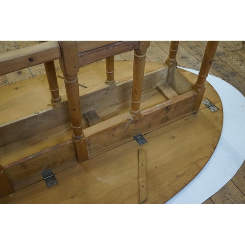 688 - An Irish Pine Wake Table with Fold-Out Bulbous Flaps & Square Cross Stretchers in the Irish Taste. M... 