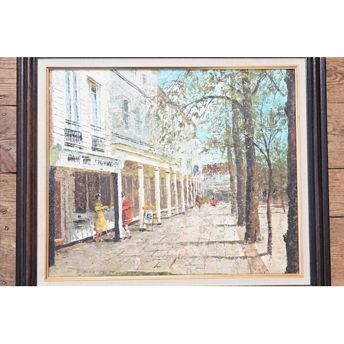 1127 - An Oil on Canvas depicting The Pantiles, in Tunbridge Wells. Measuring: 76cms x 66cms.