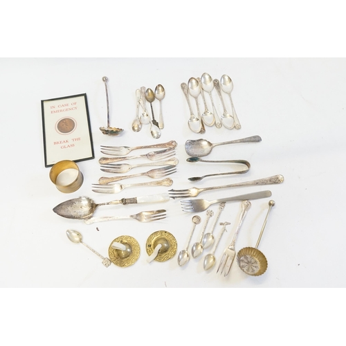 110 - A Collection of Silver Plated Cutlery, Mother of Pearl, marked Tea Spoons, etc.