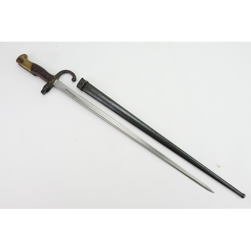 773 - A WW1 French Model 1874 Gras Bayonet Matching Numbers & Scabbard, No: 55622.