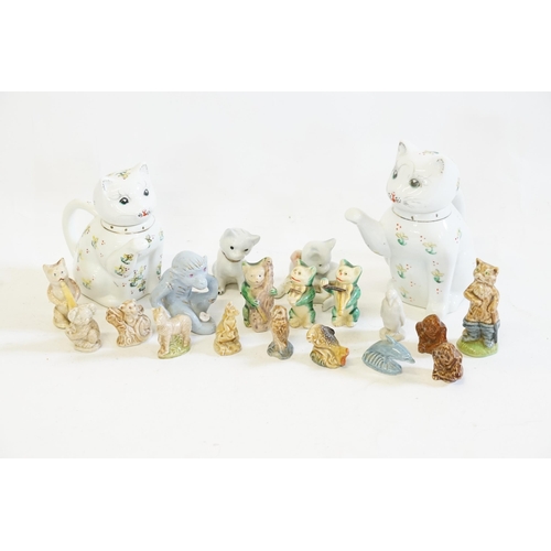 1041 - A Late 19th Century Cat Band, a Collection of Whimsies, Chinese Cat Tea Pots, etc.