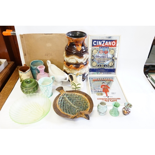 825 - A Watcombe Jug, German Lava Vase, Radford, Devon, etc. Along with a quantity of 78's Records & two C... 