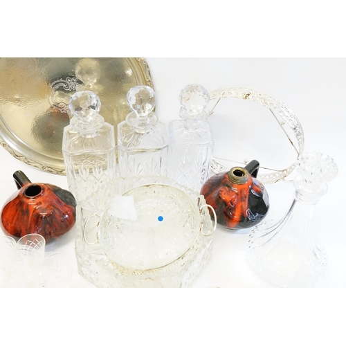 808 - A Collection of Glass to include Four Decanters, Glass Bowl, Glass Ware, Place Mats, etc.