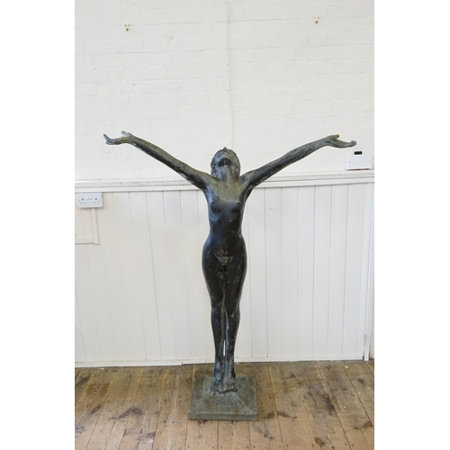 878 - A Resin & Patinated Large Statue of a Nude Woman with Open Arms, The 