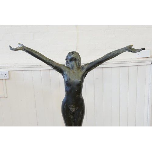 878 - A Resin & Patinated Large Statue of a Nude Woman with Open Arms, The 