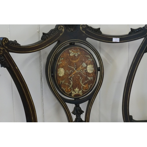 644 - A Late 19th Century Mahogany Revival Twin Back Drawing Room Settee with inlay & resting on pad feet.... 