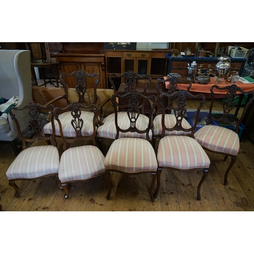 660 - A Set of 6 Mahogany Carved Chippendale inspired Drawing Room Chairs & Two others.