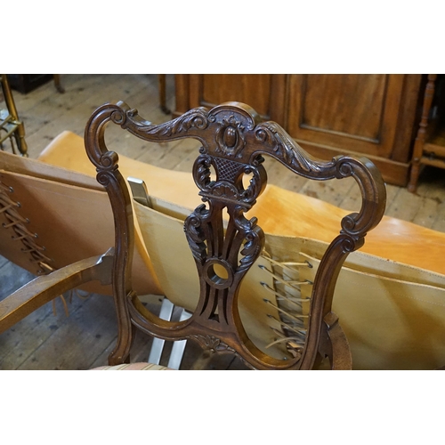 660 - A Set of 6 Mahogany Carved Chippendale inspired Drawing Room Chairs & Two others.