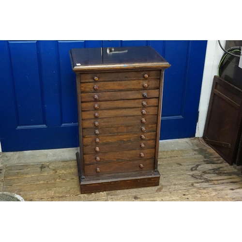 623 - A Victorian Stained as Beech Butterfly Collectors Cabinet fitted with Eleven Drawers & Turned Wood H... 