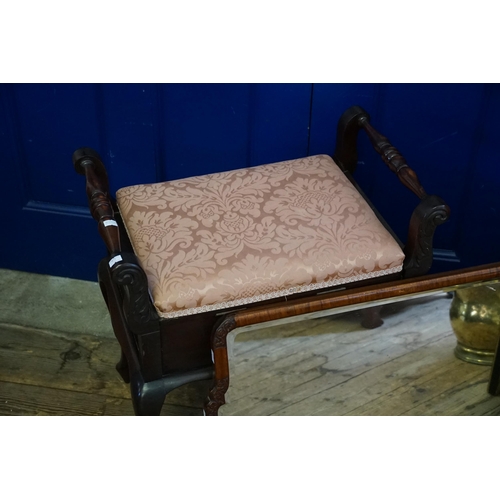 626 - An Edwardian Piano Stool & a Mahogany Framed Bevelled Glass Mirror.