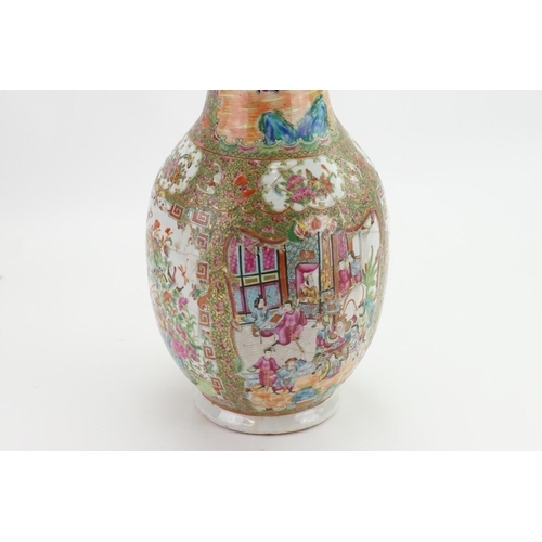 431 - A Chinese Cantonese enamelled Vase decorated with pavilions, Gardens, Cartouches of Summer Flowers, ... 