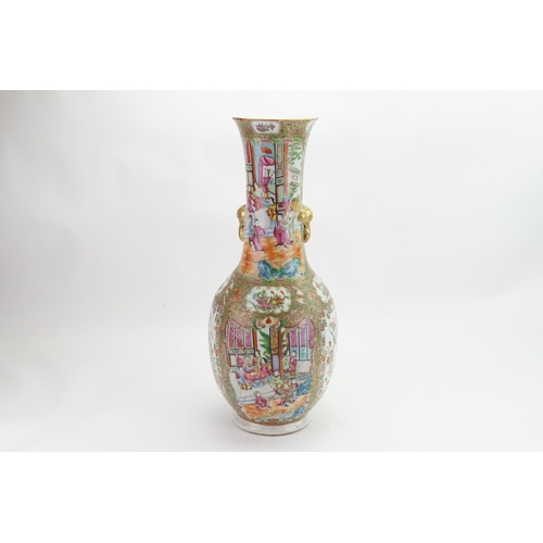 431 - A Chinese Cantonese enamelled Vase decorated with pavilions, Gardens, Cartouches of Summer Flowers, ... 