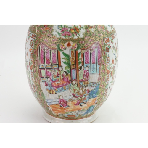 431 - A Chinese Cantonese enamelled Vase decorated with pavilions, Gardens, Cartouches of Summer Flowers, ... 