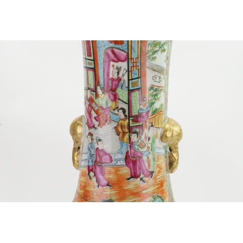 431 - A Chinese Cantonese enamelled Vase decorated with pavilions, Gardens, Cartouches of Summer Flowers, ... 