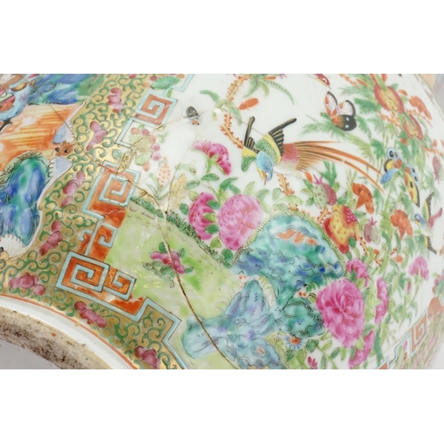 431 - A Chinese Cantonese enamelled Vase decorated with pavilions, Gardens, Cartouches of Summer Flowers, ... 