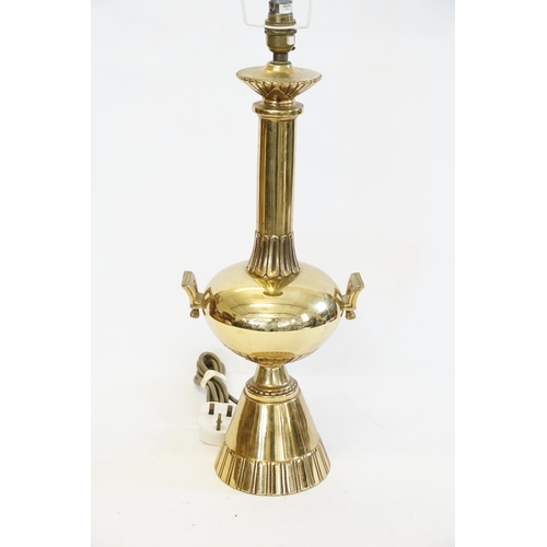 924 - An Unusual Brass Effect Vase Shaped Lamp with Carrying Handles. Measuring: 46cms high.