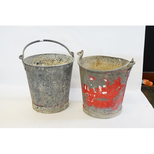 968 - Two Galvanised Swing Handled Fire Buckets 