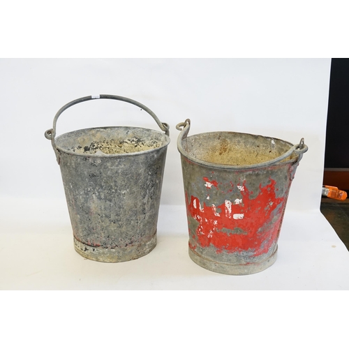 968 - Two Galvanised Swing Handled Fire Buckets 