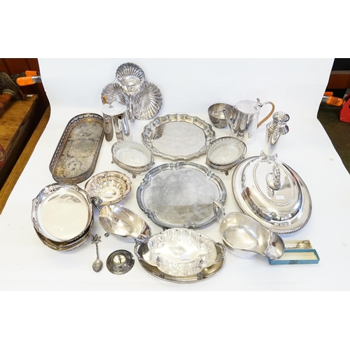 105 - A Collection of Silver Plated items to include a Tureen, Sauce Boats, Butter Dishes, etc.