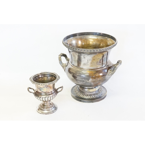 108 - A Silver Plated Campana shaped Wine Bucket with Handles & one other.