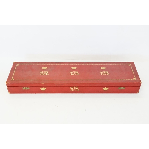 885 - Ex Robinson Collection - Queen Victoria embossed Moroccan Leather Scroll Case in Red Leather.