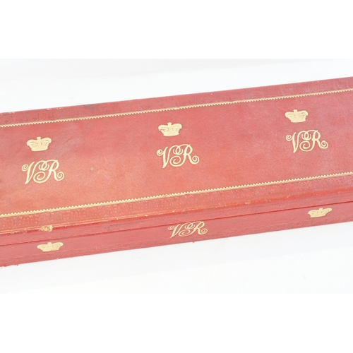 885 - Ex Robinson Collection - Queen Victoria embossed Moroccan Leather Scroll Case in Red Leather.