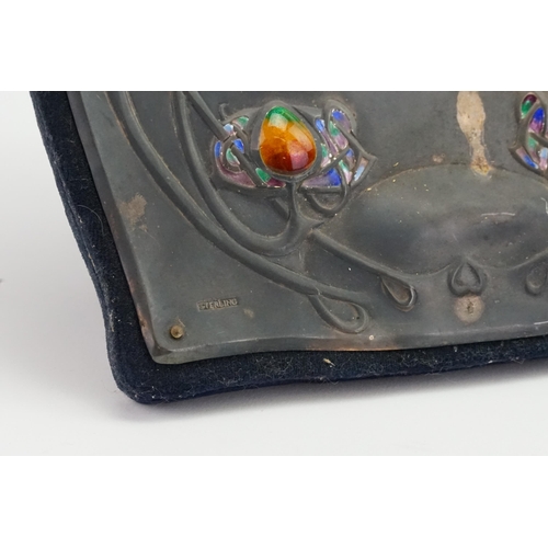 97 - An Art Nouveau Sterling Marked enamelled Picture Frame depicting honesty flowers in the Archibald Kn... 