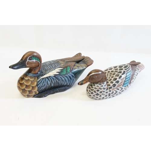 852 - A Pair of Painted Wooden Ducks.