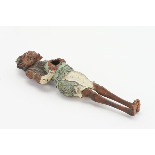 904 - A Late 19th Century Carved Wood & Painted Devil Pipe with his Belly Splayed open, Face Agog & pattin... 