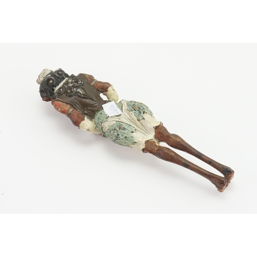 904 - A Late 19th Century Carved Wood & Painted Devil Pipe with his Belly Splayed open, Face Agog & pattin... 