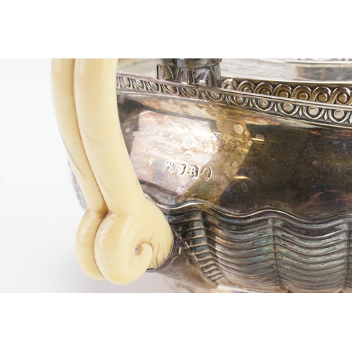 98 - An 1812 Classical design Squat Pattern Georgian Silver Tea Pot decorated with Egg & Rib Decoration, ... 