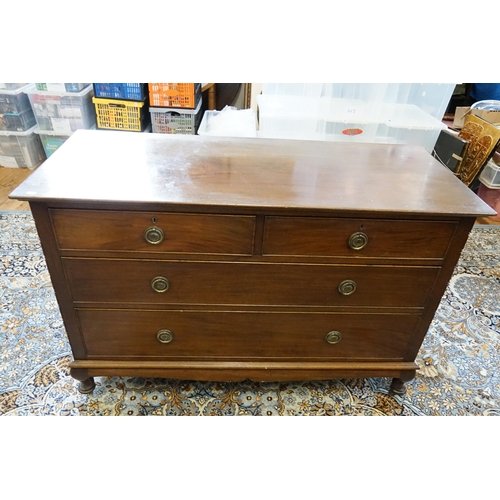 716 - A French design Mahogany Low Down Chest of Drawers with Two Short & Two Long resting on Pad Feet. Me... 