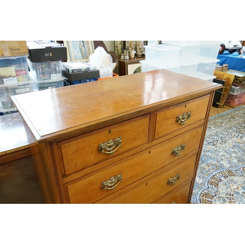 718 - An Edwardian Mahogany Straight Front Chest of Drawers of Two Short & Three Long with Cast Metal Hand... 