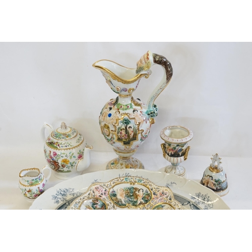 816 - A Copeland Spode Indian Tree pattern Tea Pot, Sugar & Cream, Capo-di-monte, etc.